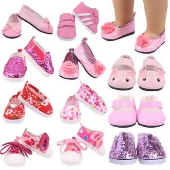 Papusa Pink Kitty Arc Pantofi Pantofi de Panza Adidași Potrivi 18 Inch American Doll&43cm Copil Nou-Născut Papusa Haine, Accesorii,Fete, Jucarii