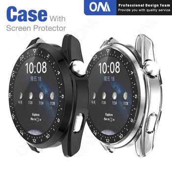 PC Caz de Protecție + Ecran Protector pentru Huawei Watch 3 / 3 Pro 46MM 48MM se Acoperă cu sticlă Călită Smartwatch Shell Cu Scară