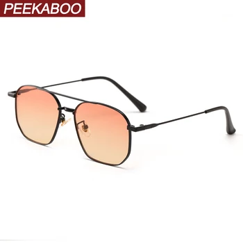 Peekaboo de sex masculin cadru pătrat sunglasess pentru femei uv400 2022 cadru metalic colorat de moda ochelari de soare pentru barbati punte dublă