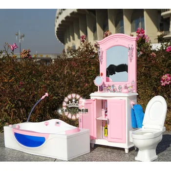 Pentru Papusa Barbie Mobilier Accesorii de Jucarie din Plastic de Baie Set de Baie Dressing Masa de Toaleta Umeras Cadou de Vacanță Fata de BRICOLAJ