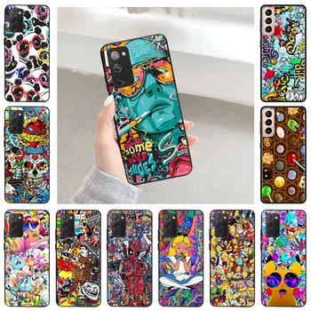 Pentru Samsung S22 5G Caz Moale Desene Graffiti Autocolant Drăguț Cover Pentru Galaxy S20 S21 FE S10 Plus Nota 20, Ultra 10 9 8 Telefon Caz