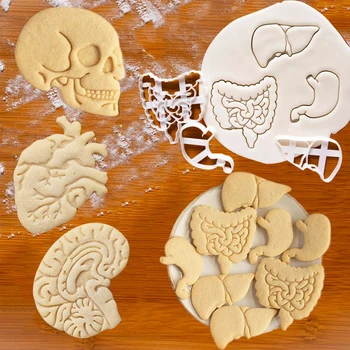 Petrecere De Halloween Craniu Creier În Formă De Cookie Embosser Mucegai Desene Animate Fondant Biscuit Timbru Desert De Ciocolată Mucegai Decoratiuni Tort