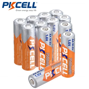 PKCELL 12buc/lot AA baterie Reîncărcabilă NIZN AA 2500mWh NI-Zn 1.6 V AA Baterii pentru Camere de Jucării