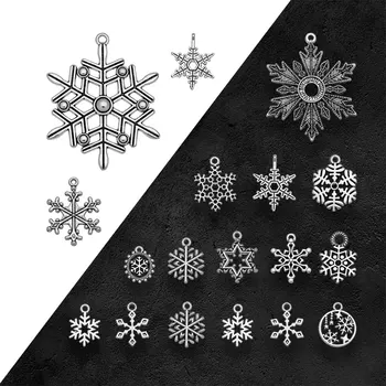 Placate Cu Argint Antic Crăciun Fulg De Nea Farmece Floare De Zapada Iarna Pandantive Bijuterii Diy Pentru A Face Materiale Consumabile Accesorii