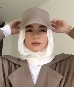 Plain Solid Bubble Sifon Instant Hijab, cu Șepci de Baseball pentru Femei Respira Acoperire Musulman Șal Eșarfă Folie Snood Capota Bentita