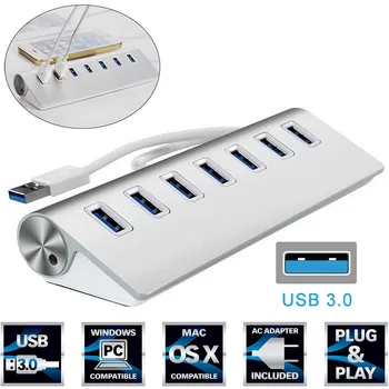 Portabil USB 3.0 HUB 4/7 Port Aluminiu 5Gbps de Mare Viteză Adaptor de Alimentare Multi USB 3.0 Hub USB Splitter Pentru PC, Laptop Adaptor