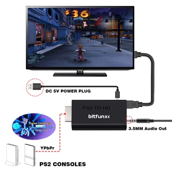 Portabil Ypbpr Intrare pentru PS2 să Compatibil HDMI Audio-Video Convertor Adaptor cu Jack de 3,5 mm suport pentru Toate PS2 Modul de Afișare