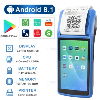 POS Android Scanner cu Printer Portabil Android terminale POS Wireless Blutooth WIFI PDA Imprimanta Termica 58mm NFC Smart