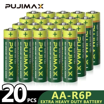 PUJIMAX 20buc R6P AA de 1,5 V de Carbon Baterie Pentru Aer Condiționat TV Control de la Distanță Lanterna Tastatura de Tip Uscat Baterie de Unică folosință