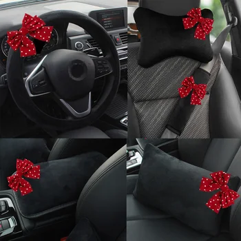 Retro Red Dot Arc Universal Scaun Auto Tetiera Pernă pentru Gât Talie Suport Auto Centura de Acoperire Accesorii Auto Interior pentru Femei