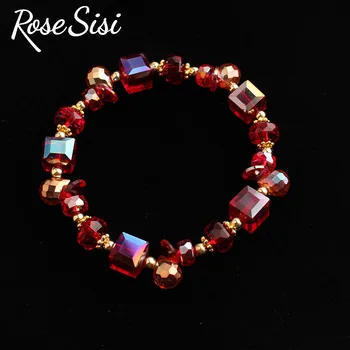 Rose sisi stil coreean manual Magic de Cristal Brățară pentru femei bijoux femme margele bracalets Elastic de bijuterii pentru femei