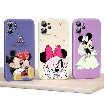 Roz Minnie Mouse Lichid de Silicon Moale Acoperă Pentru Apple IPhone 13 12 Mini 11 Pro XS MAX XR X 8 7 6 SE Telefon Plus Caz