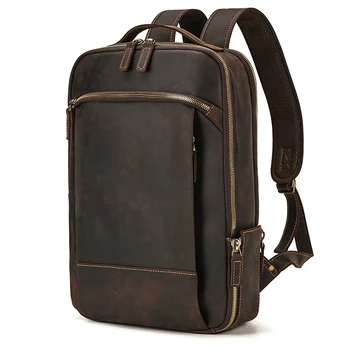 Rucsac Vintage din Piele pentru Bărbați călătorie bagapck 16 inch laptop borseta geanta de voiaj, cu curea de bagaje sac de școală
