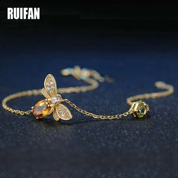Ruifan Naturale Citrinul Galben/Verde Olivine Aur de 14K Culoare Argint 925 Bratari pentru Femei de sex Feminin Bijuterii Fine YBR125