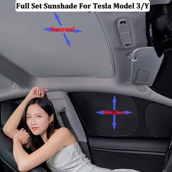 Set complet de Confidențialitate Umbra Soare pentru Tesla Model 3 Y 2022 Parbriz Trapa Parasolar Fata-Spate, Geam Lateral Vizorul Mașina de Acoperire Protector