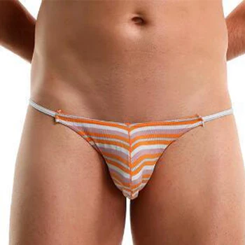Sexy Barbati G-string Curea Subțire T-spate Micro Tanga de sex Masculin cu Dungi Lenjerie Bikini Backless Chiloți de sex Masculin Chilotei