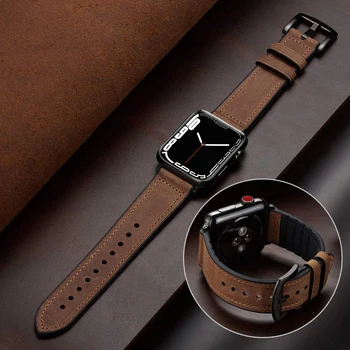 silicon&curea din piele pentru apple watch band 44mm cu diametrul de 40mm, 45mm 41mm 42mm 38mm iwatch bratara serie 7/6/SE/5/4/3/2/SE încheietura curea