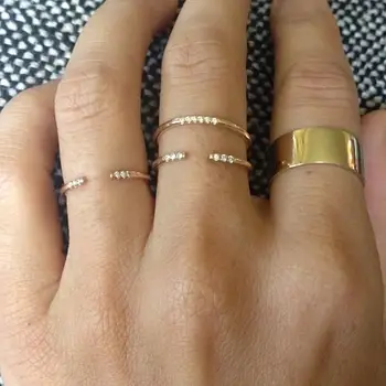 simplu minime de design de bijuterii deschide regla culoarea de aur cz femei fata deget simplu inel delicat ieftine