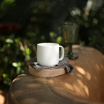 Simplu Stil Nordic Cani de Cafea 350ml Relief Dungi Model Ceramice Apă, Lapte, Suc de Cana mic Dejun