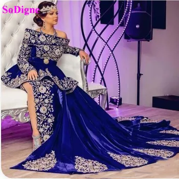 SoDigne Sirena Rochii de Seara, costum tradițional din Algeria Broderie cu Maneci Lungi Formale Rochie de Bal elbise abiye Rochie de Seara