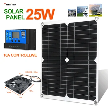Solare de înaltă Eficiență, Placa de 25W PV Sistem de Ventilație Panou Solar Fotovoltaic Kit de Camping Caravan Putere Încărcător de Baterie în aer liber