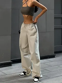 Solid Umflat Buzunarele De La Pantaloni Lungime Completă Casual Streetwear Pantaloni Femei Cordon De Moda Codrin Y2k Haine Pantaloni De Mujer
