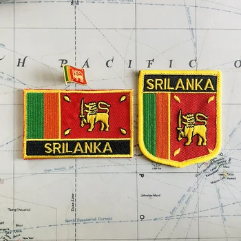 Sri Lanka Drapelul Național Broderie Patch-Uri Insigna Scut Și Forma Patrata Pin Un Set Pe Pânză Banderola Rucsac Decor