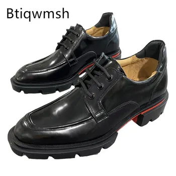 Stil Britanic Mocasini Pantofi Pentru Bărbați A Subliniat Deget De La Picior Negru Adevărată Vacă Din Piele Pantofi Cu Tocuri De Sex Masculin Petrecere De Moda Pantofi