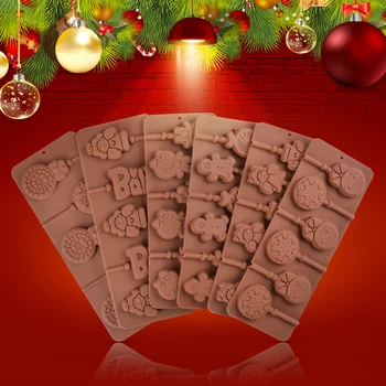 Stil De Crăciun Bomboane Lollipop Mulaj Silicon Forme Tort Pop Cookie Ciocolata Mucegai De Copt Instrumente