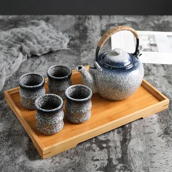 Stil japonez ceainic ceramic, fulg de nea de mână-pictat set de ceai, ceaiul de după-amiază, coreeană ceașcă de ceai, ceainic, set de ceai din plante
