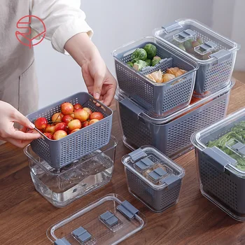 Stil japonez de golire cutie de spălat fructe și legume de golire coș de bucătărie, frigider sigilat cutie de depozitare