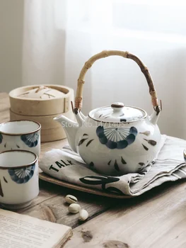 Stil japonez Retro de Mână-pictat Ceainic Inn Restaurant Pub Ceainic Ceramic Ceașcă de Ceai Ceașcă de Ceai Mâner Unic Oală