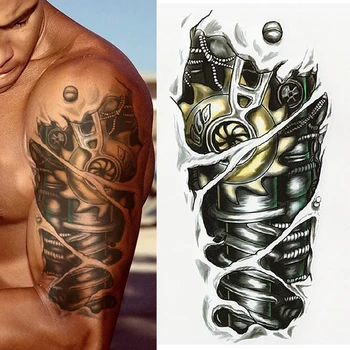 Stil Retro floare mare braț robotic arm model temporar rezistent la apa autocolante tatuaj petrecere bărbați tatuaj autocolante autocolante rece