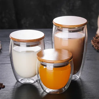 Strat Dublu De Sticlă Transparentă Creative Izolare Termică Lapte Suc De Cafea Ceasca De Ceai De Uz Casnic Tablewere Produs Nou