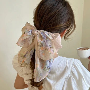 Supradimensionate Arc Ac De Păr Pentru Fete Femeie Vintage Print Șifon Bowknot Clip De Păr Florale Ac De Păr De Moda, Pălării, Accesorii De Par