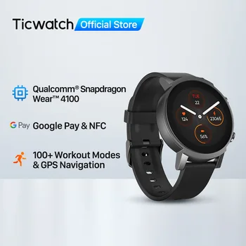 Ticwatch E3 OS Wear Smartwatch pentru Bărbați și Femei Snapdragon 4100 8GB ROM IP68 Impermeabil Google Pay iOS și Android Compatibil