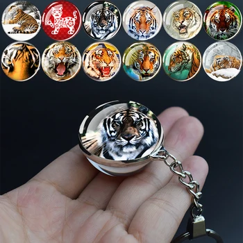 Tiger Imagine Breloc Minge de Cristal Bijuterii Anul Tigrului Anul Nou, Bile de Sticlă Bijuterii 35MM Breloc Cadou de Anul Nou pentru Familia