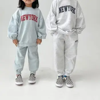 Toamna Copii Baby Scrisoarea Imprimate Seturi de Îmbrăcăminte Copilul Băieți Fete Tricou + Pantaloni 2 buc Costum Copil Maneca Lunga Set Haine