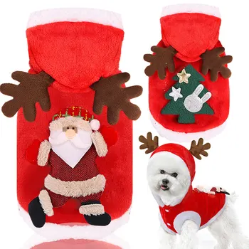 Toamna și iarna flanel cald pisica animale de companie câine haine elan de crăciun, de anul nou haine de sărbătoare