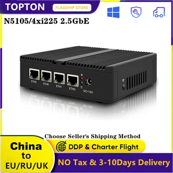 Topton Celeron N5105 Mini PC Fanless OPNsense Router-ul Quad-core 4*LAN 2,5 G I225 Ethernet 2*DDR4 Firewall Aparat pfSense ESXI