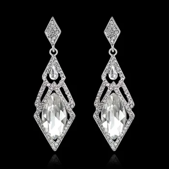 TREAZY de Argint de Culoare Geometrice Cristal Cercei Lungi pentru Femei vintage de Mireasa domnișoare de Onoare de Nuntă Legăna Cercei Femme Pendante