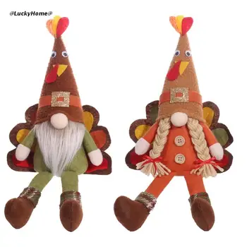 Turcia Recolta Gnome w/ Picioare Lungi de Pluș Drăguț Papusa Decoratiuni pentru ziua recunostintei