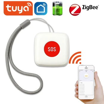 TUYA ZigBee Buton SOS Senzor de Alarmă în Vârstă de alarma rezistent la apa Ajutor de Urgență de Alarma Comutator Lucra cu Tuya Zigbee hub Smartlife App