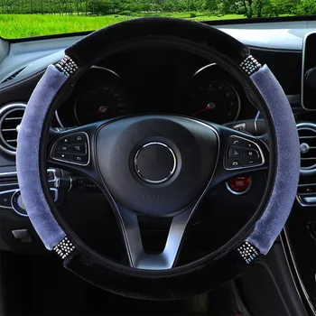 Universal 35cm Diametru Moale de Pluș Stras Volan Masina de Acoperire Accesorii de Interior Volan-Capac Auto-styling