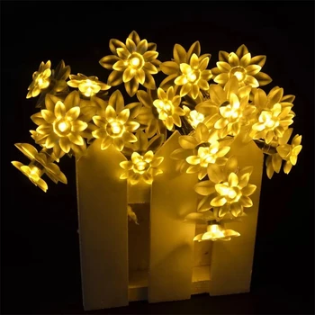 Vacanță de Basm Lotus Șir de Lumină LED-uri de Flori Ghirlanda de Lumini Alimentat de la Baterie pentru Nunta de Crăciun Ramadan Acasă Decor Petrecere
