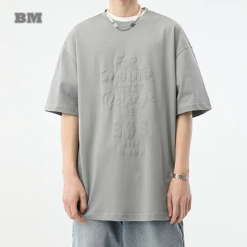 Vara Spumare Litere De Culoare Solidă Supradimensionate Tricouri Unisex Japoneză Streetwear Mâneci Scurte Harajuku Top Casual Barbati Haine