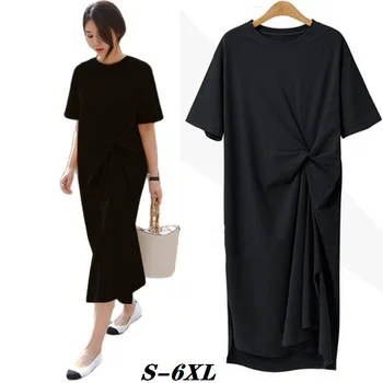 Versiunea coreeană De Sarafane Pentru Femei de Vara 2022 Modă Plus Dimensiune Casual Femei, Rochii New Slim Lungi T-shirt Dress