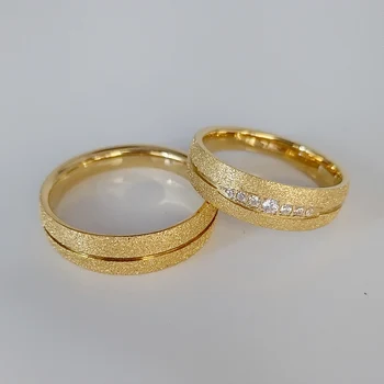 Vest Iubitor de Logodna Cuplu de Nunta Inele seturi Pentru bărbați și femei Placat cu Aur de 18k Dubai Africane bijuterii din Oțel Inoxidabil