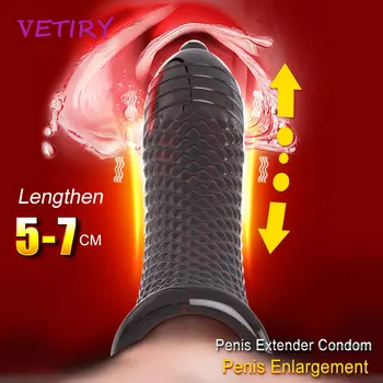 Vibrator Penis Sleeve Extender Reutilizabile Prezervativele, Jucariile Sexuale pentru Barbati Penis Marire Penis Sleeve Jucarii Sexuale Pentru Barbati Intarziere Ejaculare