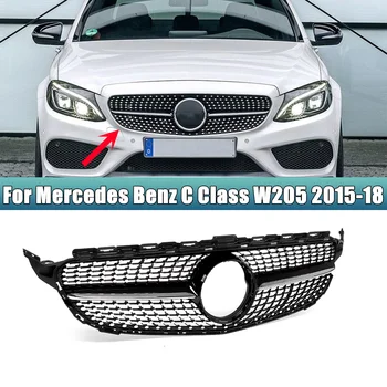 W205 Stil Diamant Bara Fata Grila De Curse Gratar Pentru Mercedes Benz C Class W205 C200 C250 C300 C350 2015 2016 2017 2018